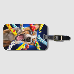 Happy Dog Party Blowers Luggage Tag