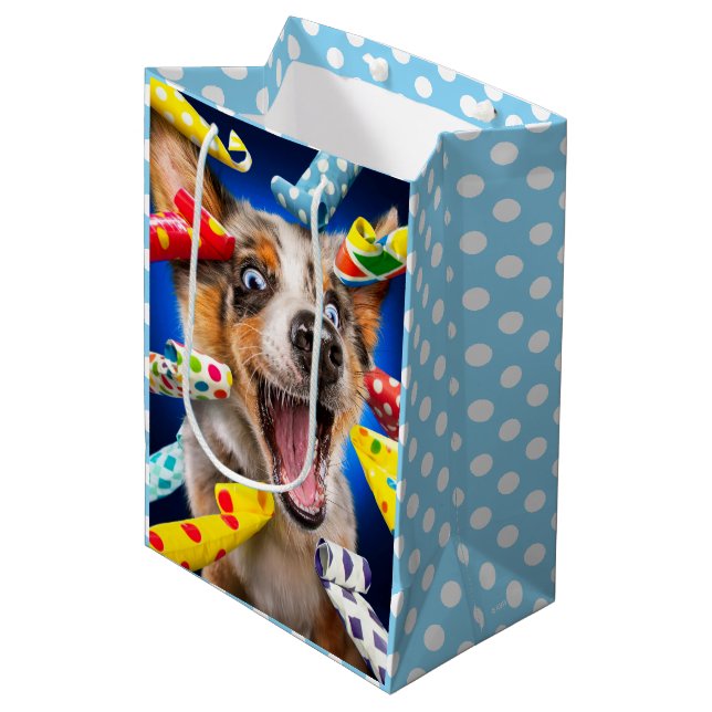 Happy Dog Party Blowers Medium Gift Bag (Front Angled)