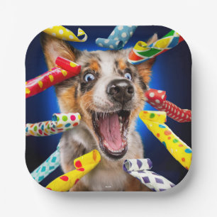 Happy Dog Party Blowers Paper Plate