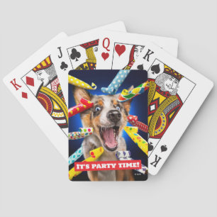 Happy Dog Party Blowers Playing Cards
