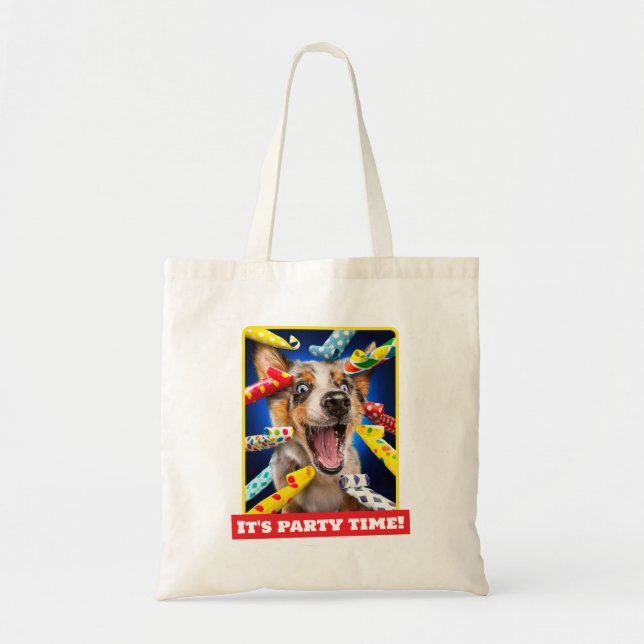 Happy Dog Party Blowers Tote Bag (Front)
