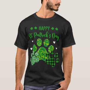 Happy Dog Paws Leopard Print Dog Owners St Patrick T-Shirt