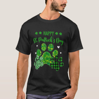 Happy Dog Paws Leopard Print Dog Owners St Patrick T-Shirt