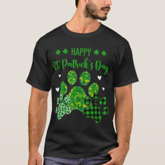 Happy Dog Paws Leopard Print Dog Owners St Patrick T-Shirt