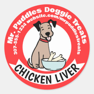Happy dog pet food chef homemade dog treats classic round sticker