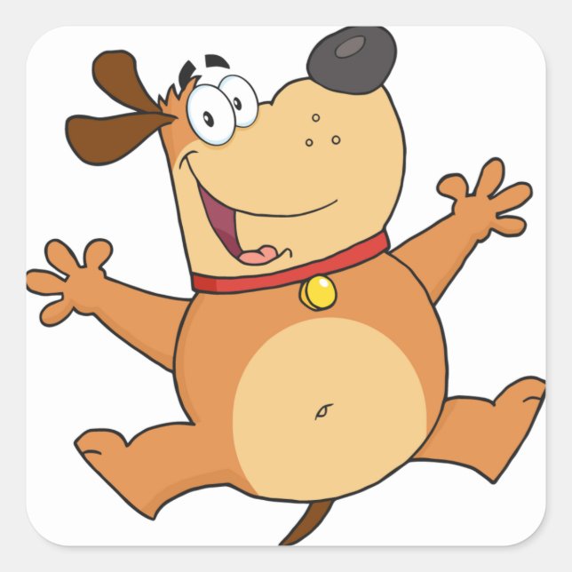Happy Dog Square Sticker (Front)