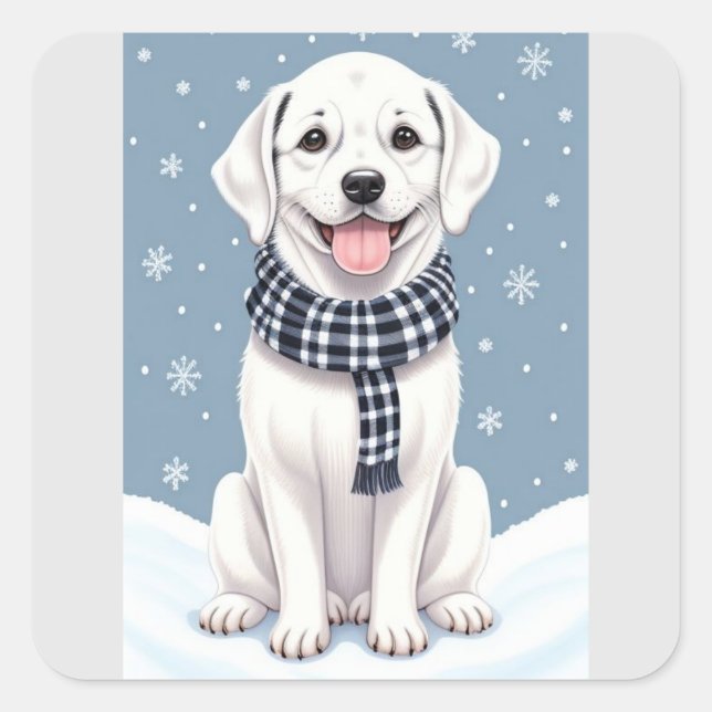 Happy Dog  Square Sticker (Front)