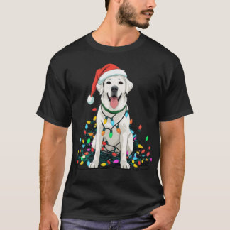 Happy Dog Tangled in Christmas Lights T-Shirt