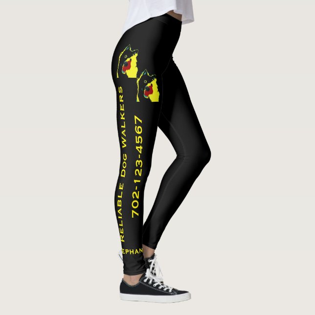 Happy Dog Walking Service Leggings with Name (Right)
