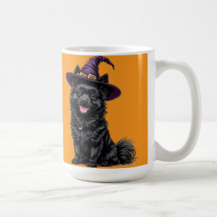 Happy Dog Wearing a Witch Hat Coffee Mug