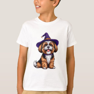 Happy Dog Wearing a Witch Hat T-Shirt