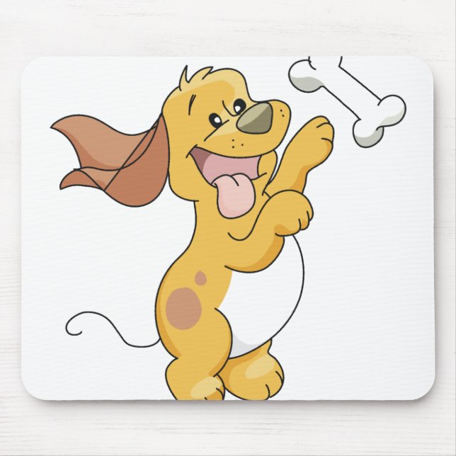 Happy Dog With Bone Mouse Pad (Front)