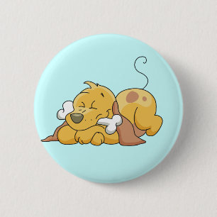 Happy Dog With Bone Tshirts and Gifts 2 Inch Round Button