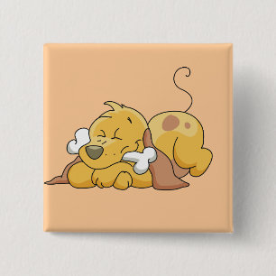 Happy Dog With Bone Tshirts and Gifts 2 Inch Square Button