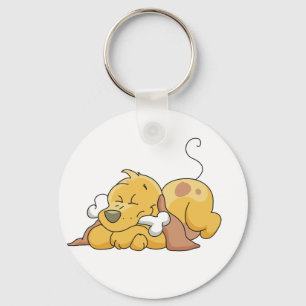 Happy Dog With Bone Tshirts and Gifts Keychain
