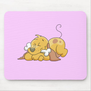 Happy Dog With Bone Tshirts and Gifts Mouse Pad