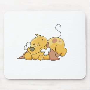 Happy Dog With Bone Tshirts and Gifts Mouse Pad