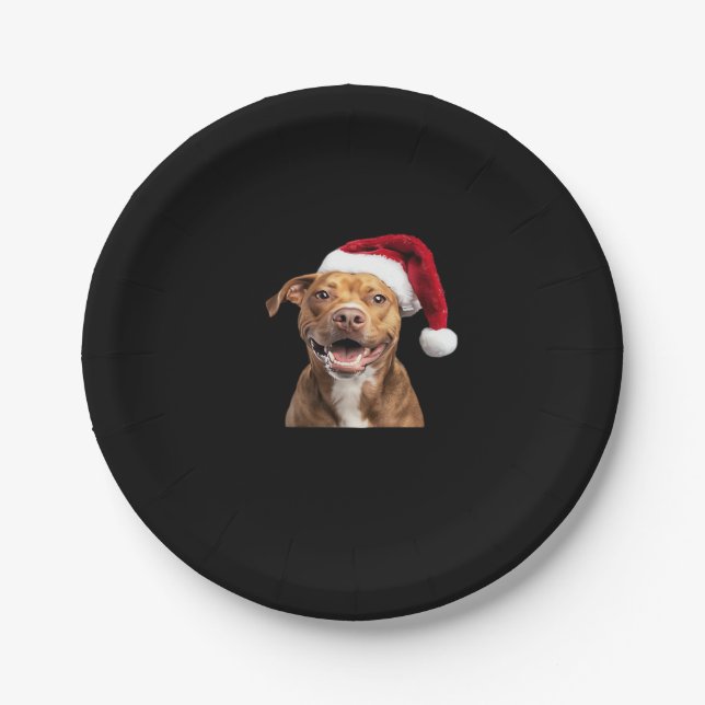 Happy Dogs at Christmas Funny Dogs Classic T-Shirt Paper Plate (Front)