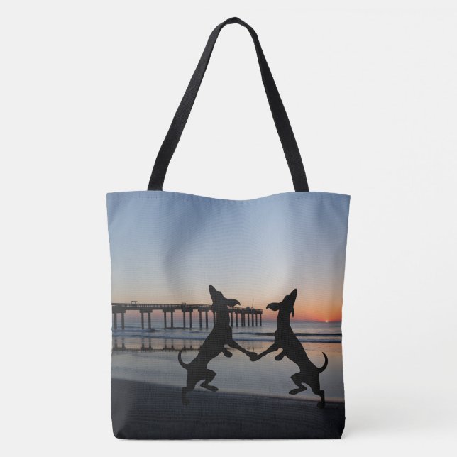 "Happy Dogs' Gift Bag Tote  Reusable Grocery (Back)