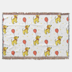 Happy Dogs with Balloons Pattern Throw Blanket
