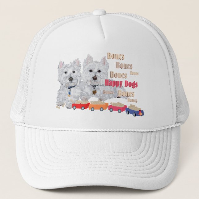 Happy Dogs With Bones Trucker Hat (Front)