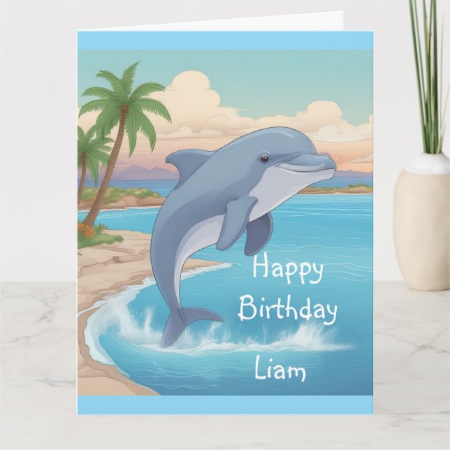 Happy Dolphin Birthday Card (Front)