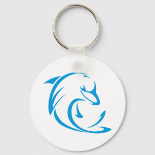 Happy Dolphin in Swing Drawing Style Keychain