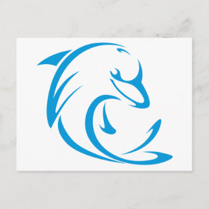 Happy Dolphin in Swing Drawing Style Postcard
