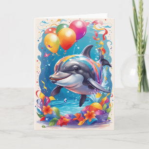 Happy dolphin smiling & celebrating Card