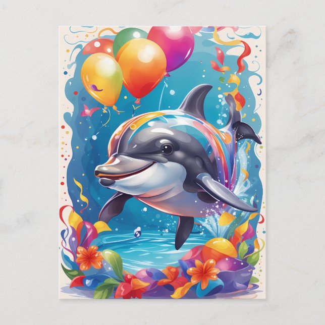 Happy dolphin smiling & celebrating | Card (Front)