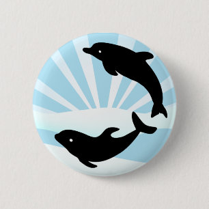 Happy Dolphins and Sunshine Button