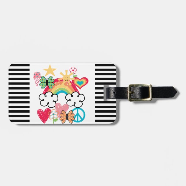 Happy Doodles Luggage Tag (Front Horizontal)