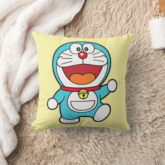 Happy Doraemon Throw Pillow (Blanket)