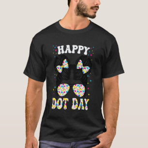 Happy Dot Day Colourful Polka Dot Messy Bun Girls  T-Shirt