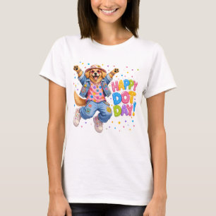 Happy Dot Day Golden Retriever Shirt, Cute Retro 9 T-Shirt