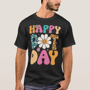 Happy Dot Day Hippie Flowers Smile Face Groovy T-Shirt
