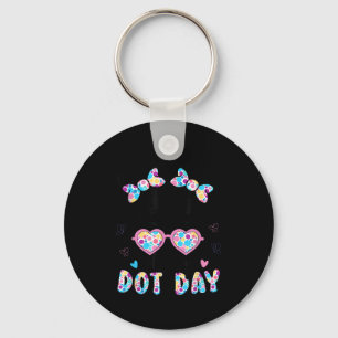 Happy Dot Day Messy Bun Kids Teacher Colorful Dot  Keychain