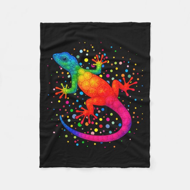 Happy Dot Day Tie Dye Reptile Lizzard Polka Dot Gi Fleece Blanket (Front)