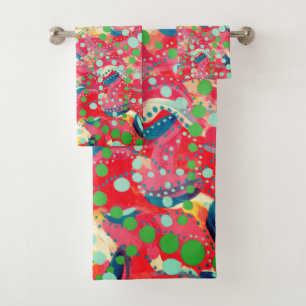 Happy Dots and Playful Shapes Original Art Bath Towel Set