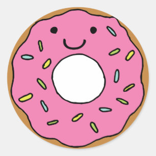 Happy Doughnut Graphic Colourful Pink Doughnut Cli Classic Round Sticker
