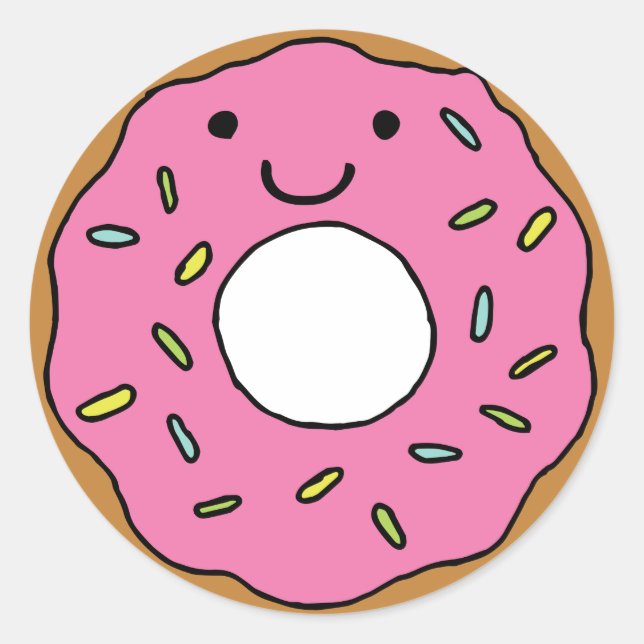 Happy Doughnut Graphic Colourful Pink Doughnut Cli Classic Round Sticker (Front)