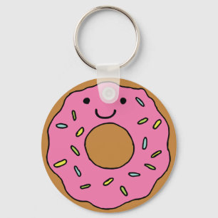 Happy Doughnut Graphic Colourful Pink Doughnut Cli Keychain