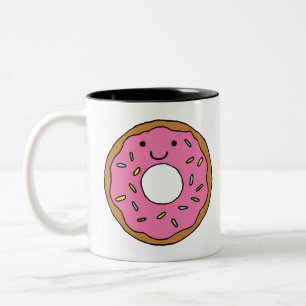 Happy Doughnut Graphic Colourful Pink Doughnut Cli Two-Tone Coffee Mug