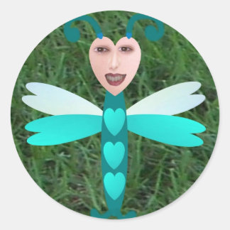 Happy Dragonfly Classic Round Sticker