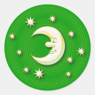 Happy dreaming moon classic round sticker