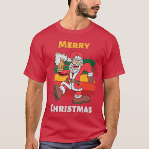 Happy Drunk Santa Beer Mug Merry Christmas For Adu T-Shirt