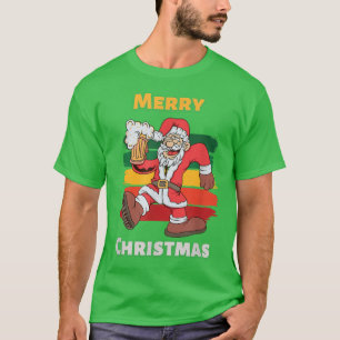 Happy Drunk Santa Beer Mug Merry Christmas For Adu T-Shirt