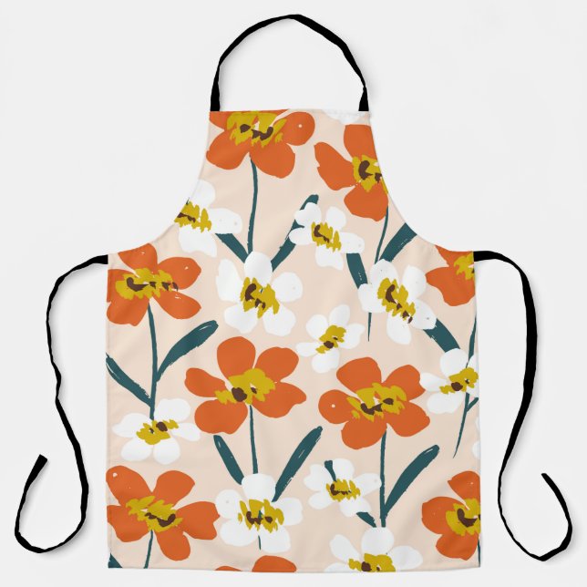 Happy dry painted blooms seamless Vintage pattern. Apron (Front)