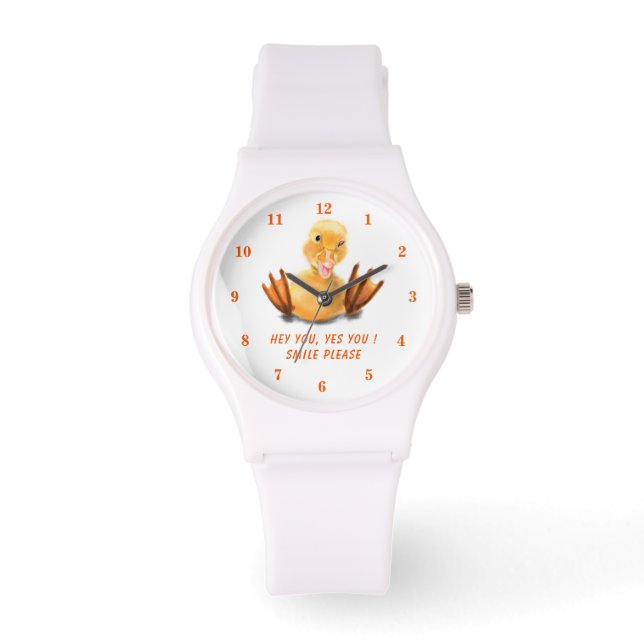 Happy Duck Funny Watch - Custom Text (Front)