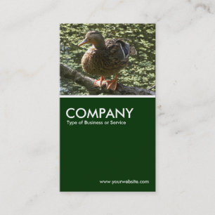 Happy Duck (Sepia) - Dark Green Business Card